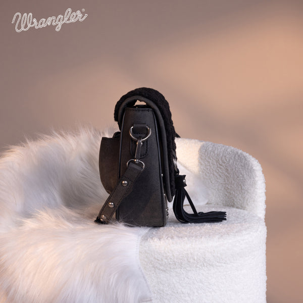 【Raucohouse】Edge wide strap suede cross bag Raucohouse
