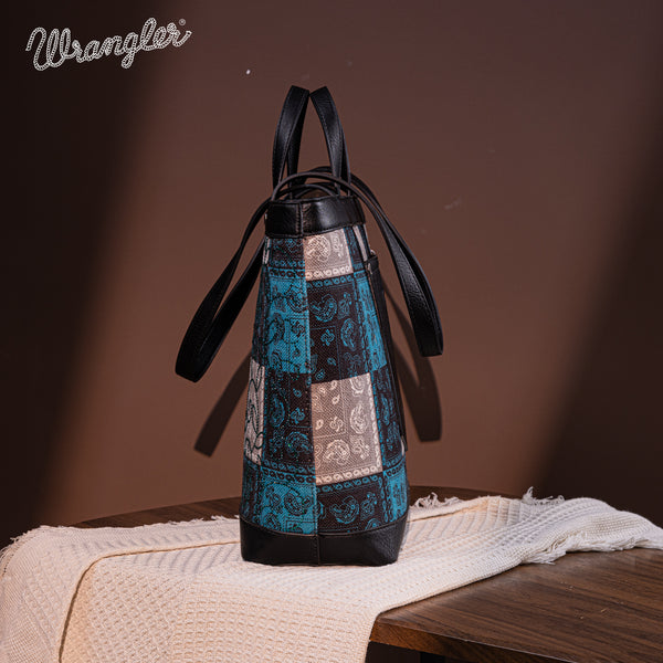 WG138-2002 Wrangler Paisley Pattern Dual Sided Print Tote