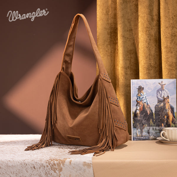 ★WEST★ Rudy Hobo Bag WI04BE WG244-9182 Wrangler Fringe Studded Hobo Bag- Brown – MONTANA