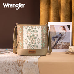 WG213-2003  Wrangler Aztec Distressed Print Dual Sided Print Concealed Carry Crossbody-Green)