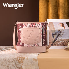 WG213-2003  Wrangler Aztec Distressed Print Dual Sided Print Concealed Carry Crossbody-Pink