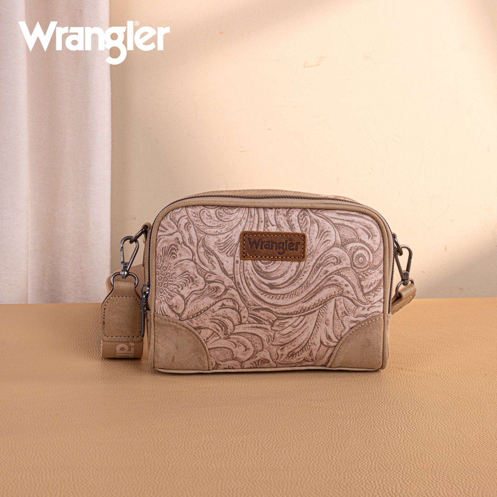 WG277-1833KH   Wrangler Vintage Floral Printed Small Crossbody Bag - Khaki