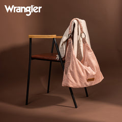 WG276-9182  Wrangler Floral Tooled Hobo Bag with Pouch-Dark Pink