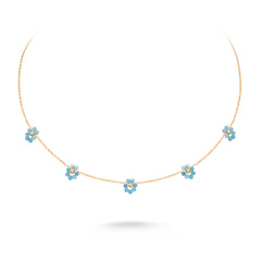WNS-1103TQ   Wrangler 14K Gold Natural Stone Daisy Choker Necklace - Turquoise