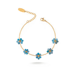 WGW-1103TQ   Wrangler 14k Gold Western Natural Stone Daisy Chain Bracelet -Turquoise