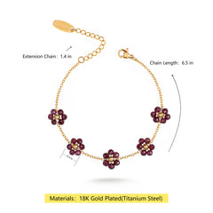 WGW-1103BDY   Wrangler 14k Gold Western Natural Stone Daisy Chain Bracelet -Burgundy