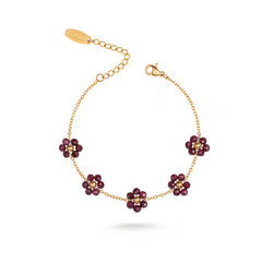 WGW-1103BDY   Wrangler 14k Gold Western Natural Stone Daisy Chain Bracelet -Burgundy