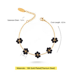 WGW-1103BK  Wrangler 14k Gold Western Natural Stone Daisy Chain Bracelet -Black