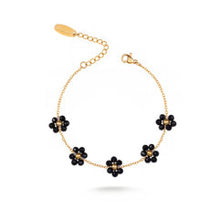 WGW-1103BK  Wrangler 14k Gold Western Natural Stone Daisy Chain Bracelet -Black