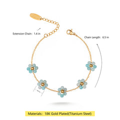 WGW-1103BK  Wrangler 14k Gold Western Natural Stone Daisy Chain Bracelet -Green