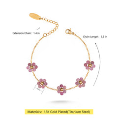 WGW-1103PK  Wrangler 14k Gold Western Natural Stone Daisy Chain Bracelet -Pink