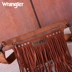 WG73-8194  Wrangler Fringe  Fanny Pack Belt Bag Sling Bag - Dark Brown