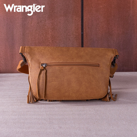 WG73-194  Wrangler Fringe  Fanny Pack Belt Bag Sling Bag - Brown