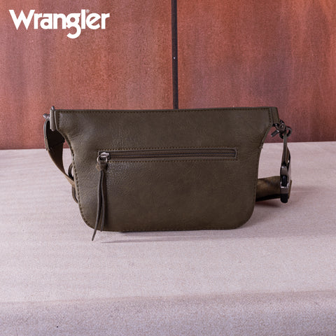 WG73-8194  Wrangler Fringe  Fanny Pack Belt Bag Sling Bag - Dark Green