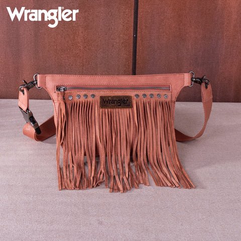 WG73-194  Wrangler Fringe  Fanny Pack Belt Bag Sling Bag - Coral