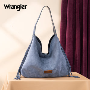 WG239-9182 Wrangler Fringe Floral Tooled Hobo Bag - Jean