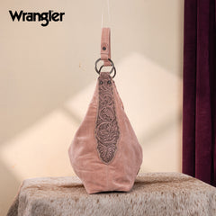 WG276-9182  Wrangler Floral Tooled Hobo Bag with Pouch-Dark Pink