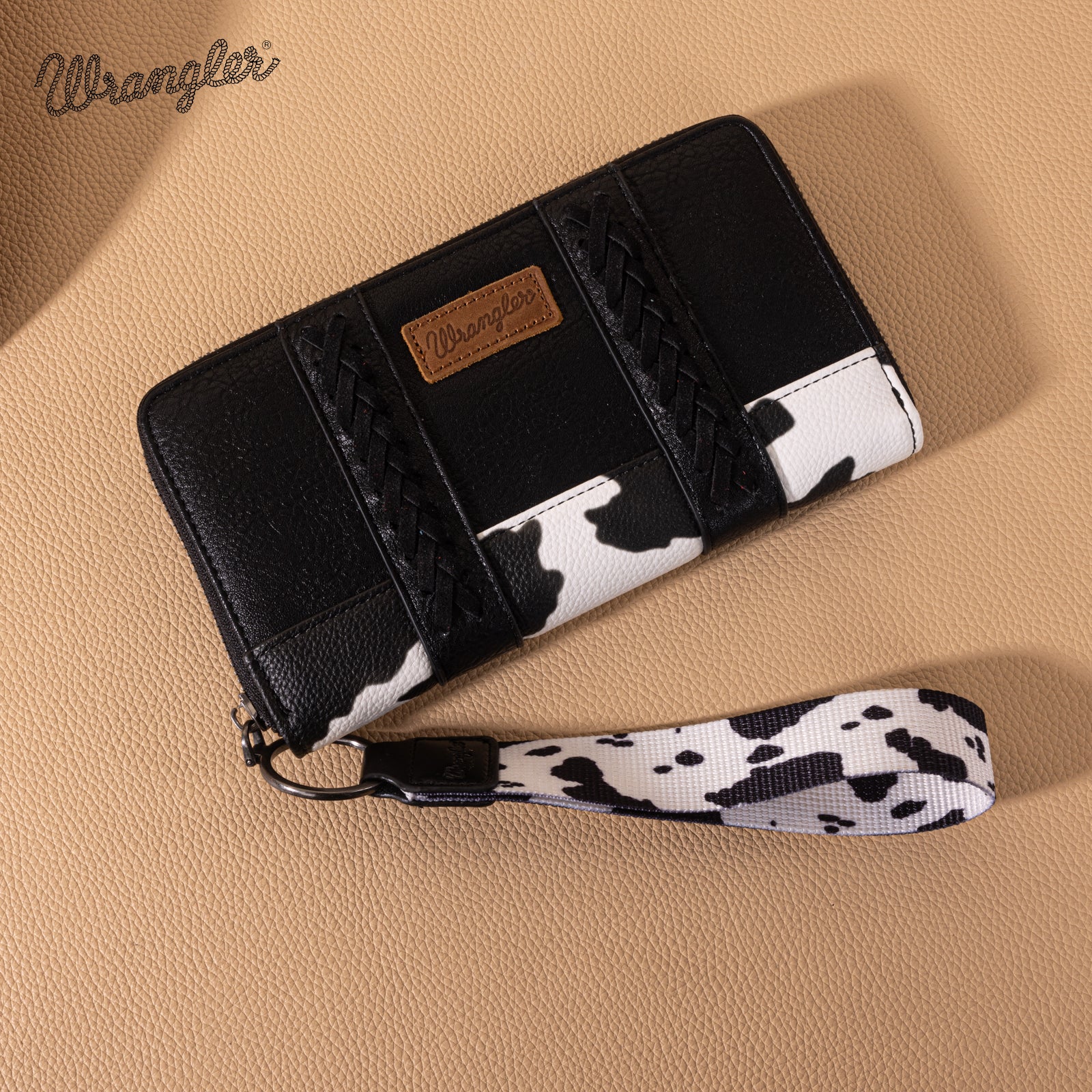 WG102-W006  Wrangler Cow Print Wallet  -Black