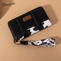 WG102-W006  Wrangler Cow Print Wallet  -Black