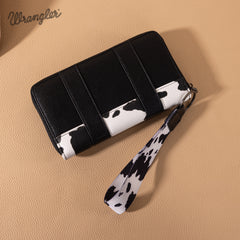 WG102-W006  Wrangler Cow Print Wallet  -Black