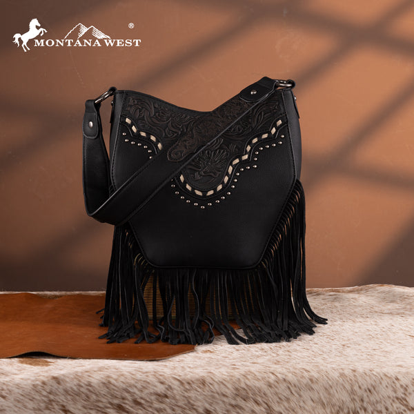 MW1323G-918 Montana West Tooled Fringe Collection Hobo Shoulder