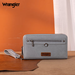 WG185-W050  Wrangler Dual Zipper Compartment Large Wallet  -Jean