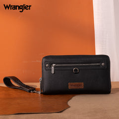 WG185-W050  Wrangler Dual Zipper Compartment Large Wallet  -Black