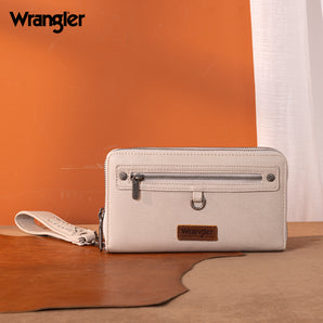 WG185-W050 Wrangler Dual Zipper Compartment Large Wallet - Light Grey