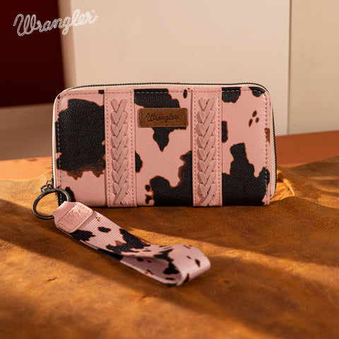 WG133-W006  Wrangler Cow Print Wallet  -Pink