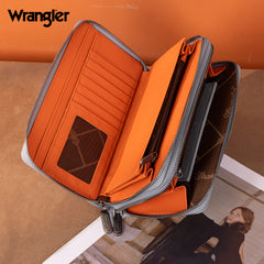 WG185-W050  Wrangler Dual Zipper Compartment Large Wallet  -Jean