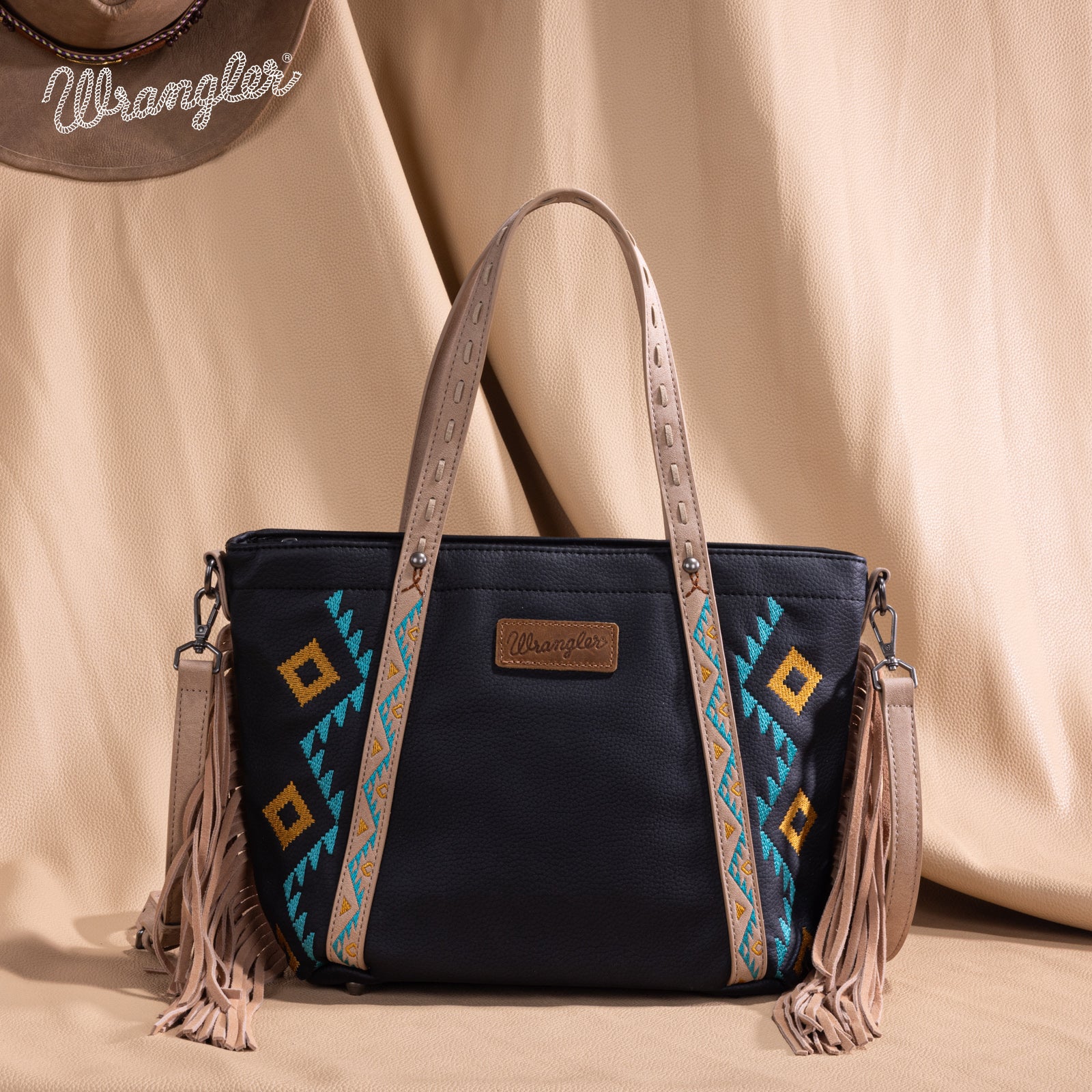 WG233-2009 Wrangler Aztec Embroidered Tote/Crossbody Bag - Black – MONTANA WEST U.S.A WG233-2009 Wrangler Aztec Embroidered Tote/Crossbody Bag - Black – MONTANA WEST U.S.A