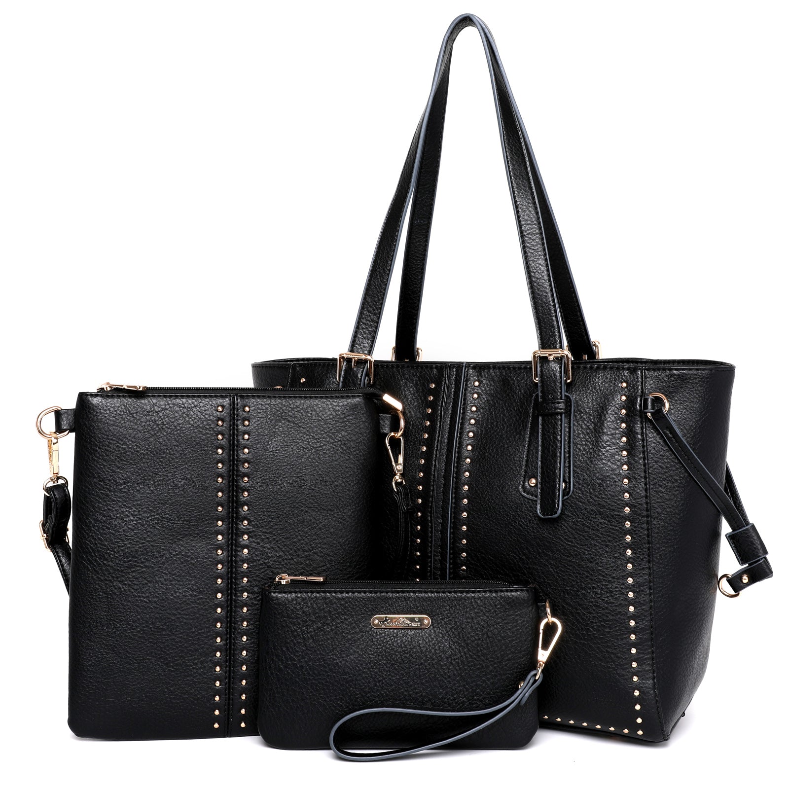 MWC3-1002 Montana West 3PCs Set Tote/Crossbody/Wallet - Black