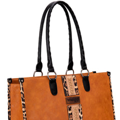 WG83G-8317  Wrangler Leopard Print Concealed Carry Tote - Brown
