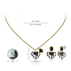 WNS2-1129G  Wrangler Jewelry Sets Cow-Print Natural Stone Pendant Gold Necklace Earrings Set - Black