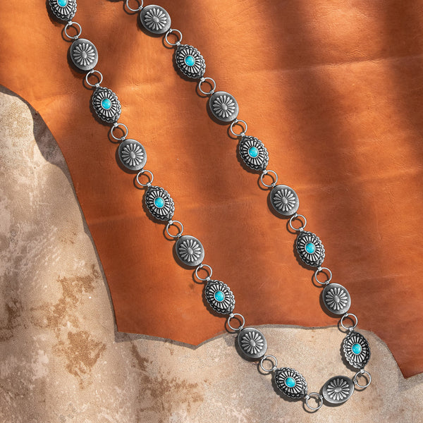 CB1012 Rustic Couture Western Concho Link Chain Belt MONTANA WEST U.S.A