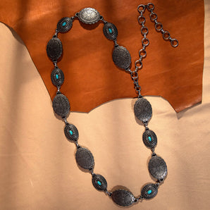 CB-1014 Rustic Couture Western Medallion Concho Link Chain Belt