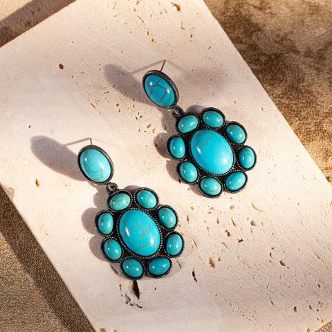 ER-1001 Rustic Couture's  Bohemian Oval Concho Earring - By Pairs
