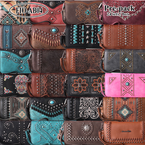 FIO-AB04 American Bling Wallet/Crossbody Pre-Pack Assorted Color (24PCS)