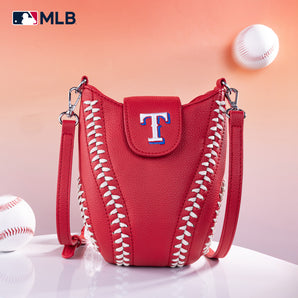 MLB-TX105 MLB Texas Rangers Team Baseball Stitch Crossbody - Red