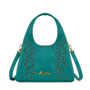 MW-HB-1387-918-TQ Montana West Western Embroidery Hobo/Crossbody Bag - Turquoise