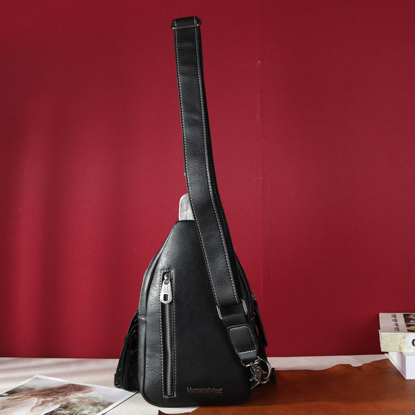 MW1239-S9110 Montana West Genuine Hair-On Cowhide Fringe Sling Bag