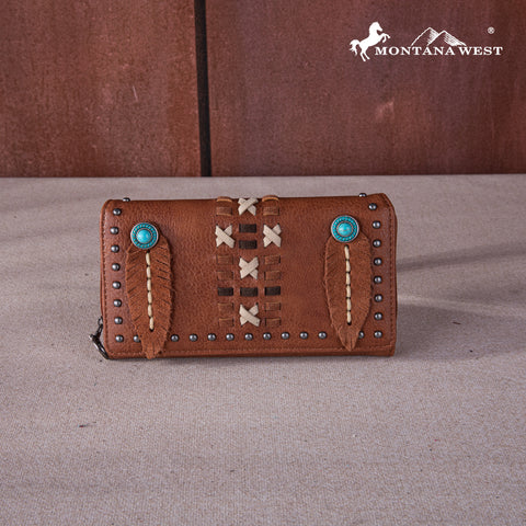 MW1259-W010 Montana West Feather Collection Wallet