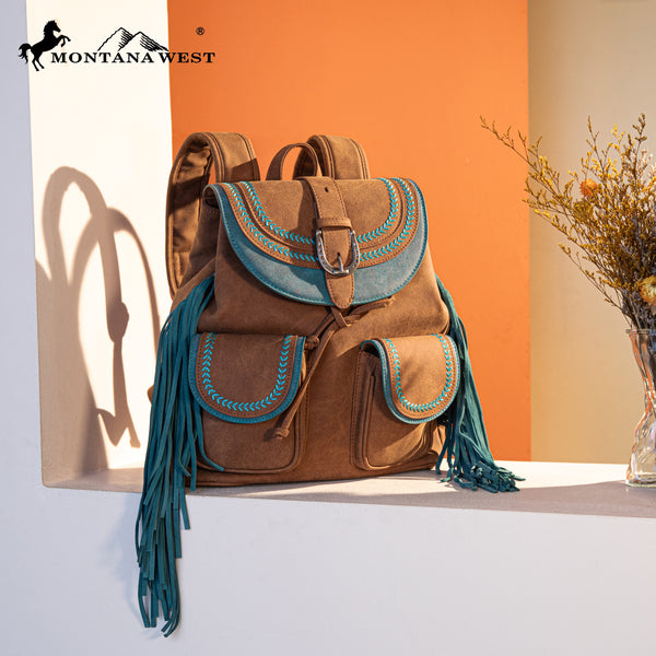 MW1289-9110 Montana West Fringe Buckle Collection Backpack 