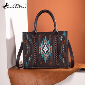 MW1317G-8899 Montana West Embroidered Aztec Tote/Crossbody