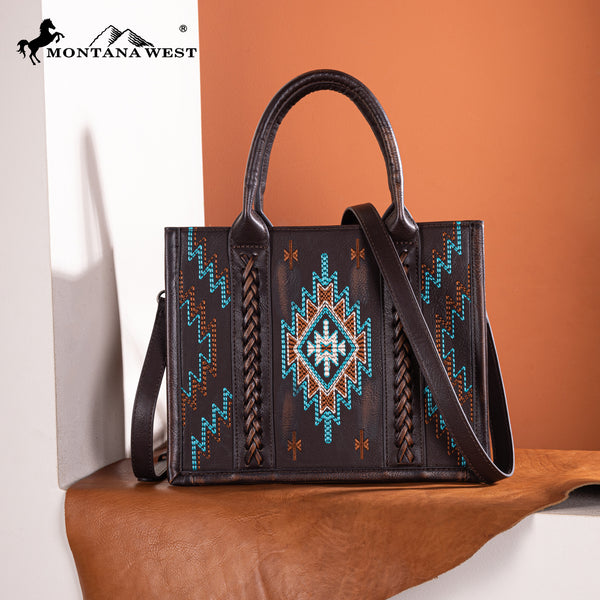 MW1317G-8899 Montana West Embroidered Aztec Tote/Crossbody MW1317G-8899 Montana West Embroidered Aztec Tote/Crossbody