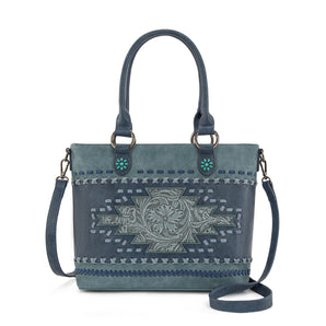 MW1356-8260 Montana West Western Tooled Aztec Concealed Carry Tote/Crossbody