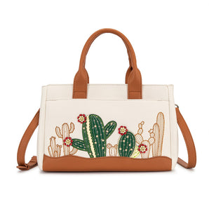 MW1376-8325BG Montana West Cactus Embellished Crossbody Bag - Beige