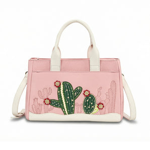 MW1376-8325DPK Montana West Cactus Embellished Crossbody Bag - Dark Pink