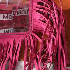 MW906-A192   Montana West Western Fringe Clear Stadium Crossbody Bag Hot Pink