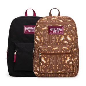MWC-5751SCF Montana West Western Horse Print Backpack-2Pcs Set - Coffee